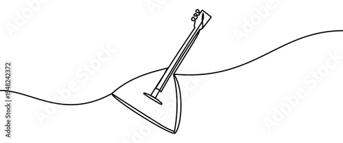Balalaika continuous line drawing isolated on transparent background vector illustration. Minimalist monoline drawing of a traditional triangular string musical instrument used in folk music