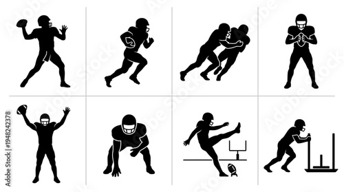 American Football Vector Silhouettes for Sports and Training