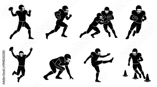 American Football Vector Silhouettes for Sports and Training