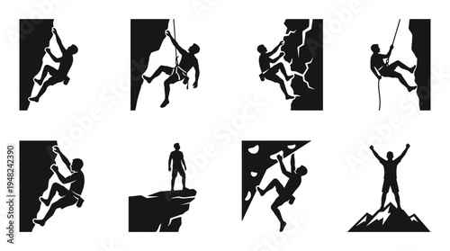 Rock Climbing Vector Silhouettes for Adventure and Sports Design