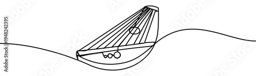 Bandura continuous line drawing isolated on transparent background vector illustration. Minimalist monoline drawing of a traditional Ukrainian string musical instrument used in folk music