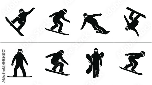 Winter Skiing Vector Silhouettes for Sports and Design