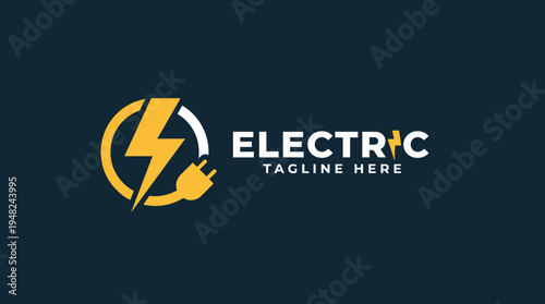Tableau sur toile A sleek electric logo featuring a lightning bolt and plug symbol, emphasizing innovation in energy solutions