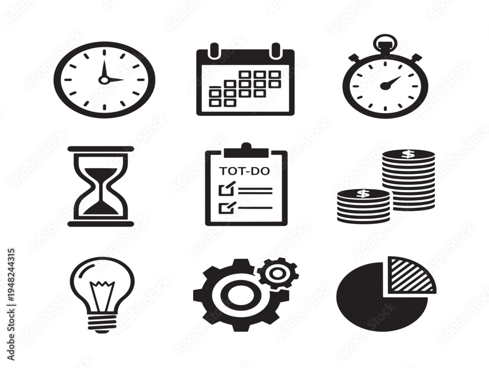 Fototapeta premium Productive time management collection for beautiful efficiency and planning projects