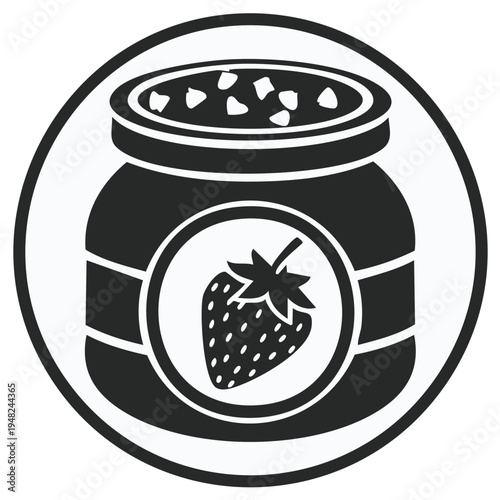 Icon of a strawberry jam jar inside a circle.
