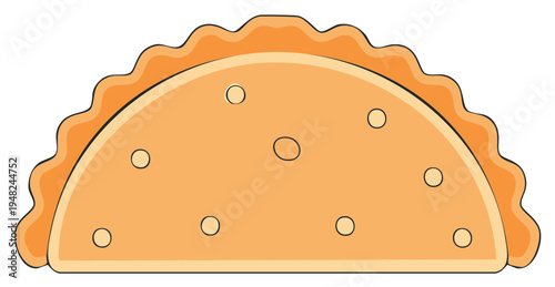 Pastry illustration features orange pie with crusty top and filling showcasing a cute, hand-drawn style