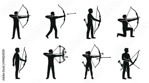 Archery Vector Silhouettes for Sports and Target Design