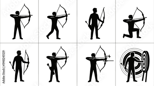 Archery Vector Silhouettes for Sports and Target Design