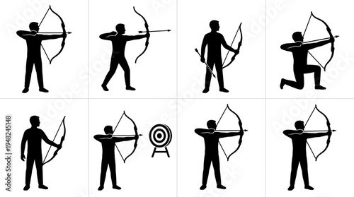 Archery Vector Silhouettes for Sports and Target Design