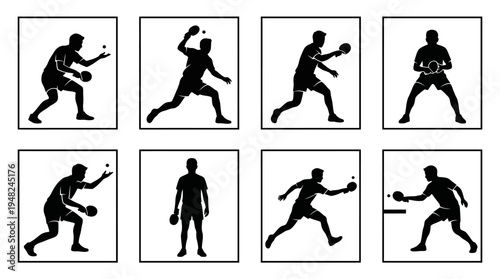 Table Tennis Vector Silhouettes for Sports and Training Design