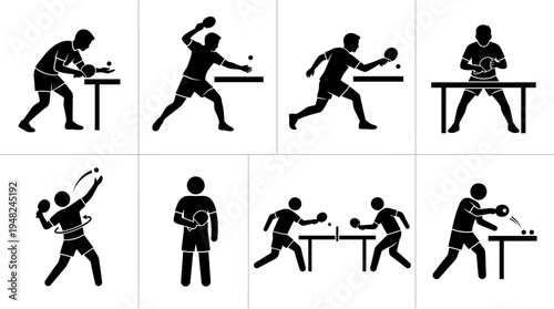 Table Tennis Vector Silhouettes for Sports and Training Design