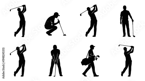 Golf Vector Silhouettes for Sports Training and Design