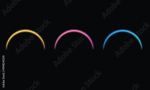  vibrant glowing arcs in dark background