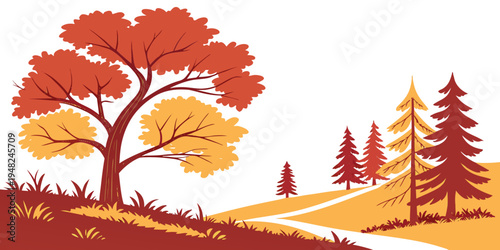 a scenic landscape with trees on a hillside Vector