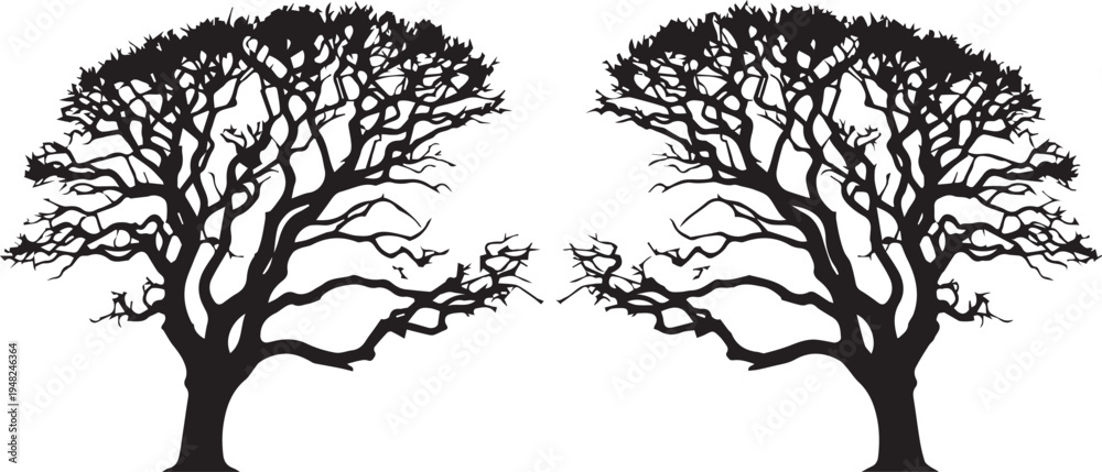 Fototapeta premium bare winter trees against white sky vector illustration eps 10