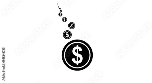 Cascading Dollar Coins - Financial Flow and Investment Concept.