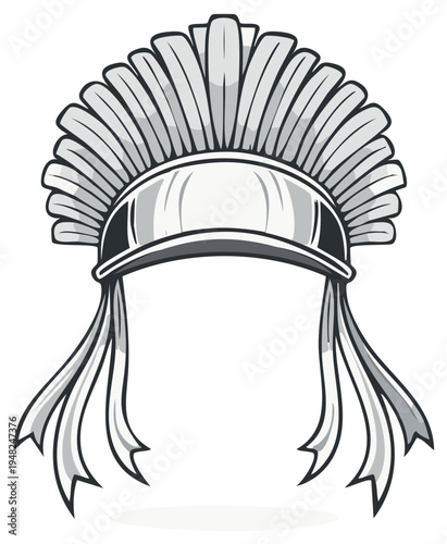 Stylized illustration of a Roman legionary helmet with decorative crest