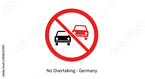 Essential German road safety sign indicating no overtaking zone for all vehicles, promoting cautious driving and adherence to traffic regulations and highway rules