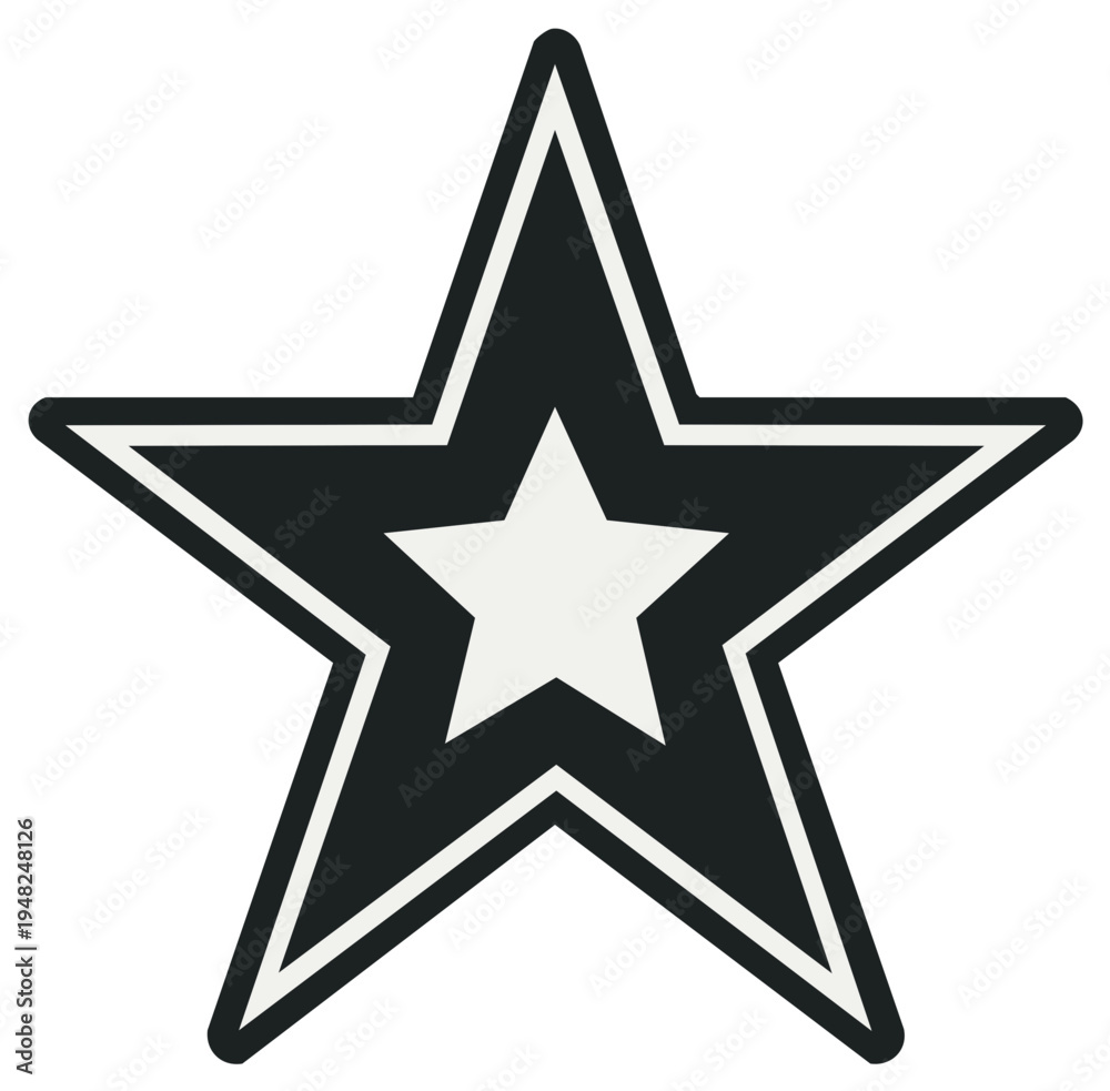 Fototapeta premium Five Pointed Star in Black and White Star Shape Symbol Geometry Isolated Sign Vector