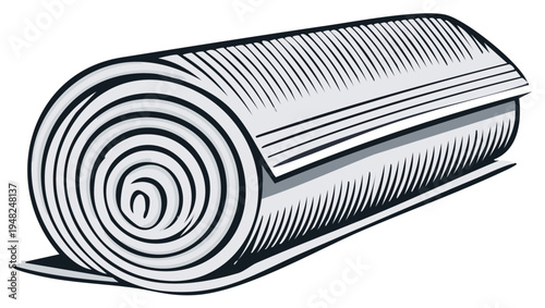 Rolled up Yoga Mat on White Background Gym Equipment