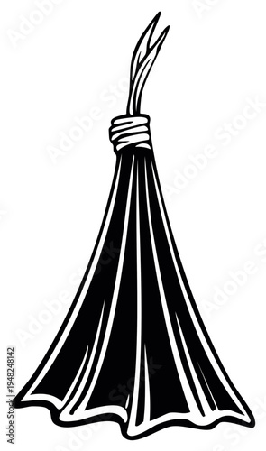 Elegant Tassel Illustration Detail Isolated on White, Artful Decorative Element