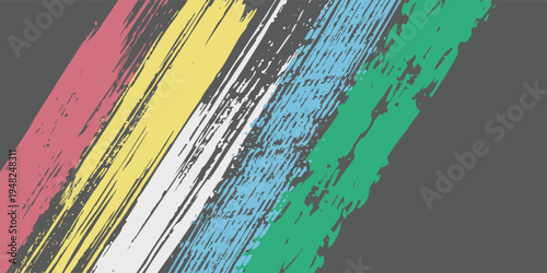 Abstract Colorful Brush Stroke Background with Diagonal Grunge Lines on Dark Grey. Vector Illustration of Vibrant Paint Texture for Modern Design, Banner, Poster, and Creative Wallpaper.