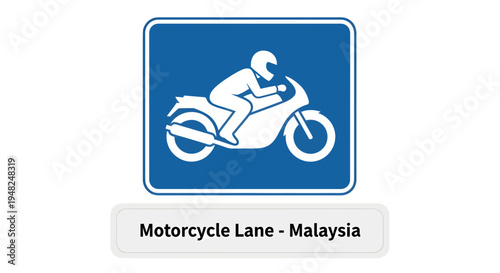 Blue and white regulatory road sign indicating a dedicated lane for motorcycles, ensuring organized traffic flow and enhanced safety for two-wheeled vehicle users