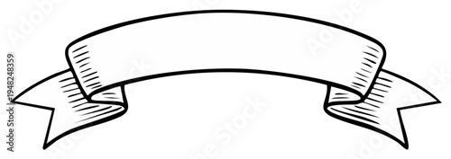 Drawn ribbon banner blank emblem isolated design element