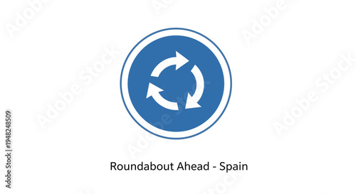 Essential blue circular traffic sign clearly illustrating a forthcoming roundabout, guiding vehicles for safe and efficient road navigation