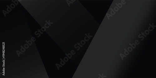 Modern black white abstract background. Minimal. Gradient. Dark grey banner with geometric shapes, lines, stripes, triangles. Design. Futuristic. Cut paper or metal effect.vector eps10
