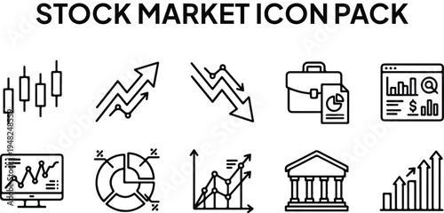 Stock Market Analysis and Financial Trading Dashboard Icon Set