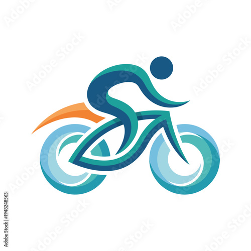 An artistic representation of a cyclist in motion, showcasing the dynamic movement of biking and promoting health, fitness, and an active lifestyle.