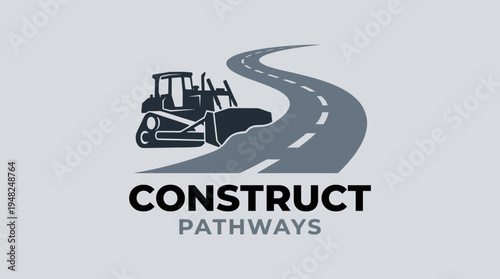 This logo features construction machinery alongside a winding road, symbolizing infrastructure development and the building of pathways essential for progress.