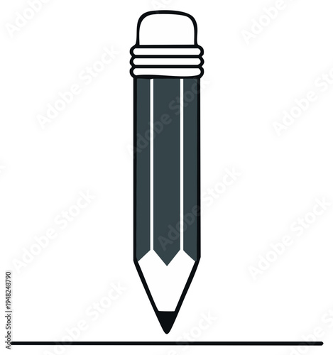 Pencil drawing vector icon with eraser and line isolated on white background