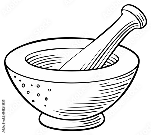 Vintage Mortar and Pestle with Textured Bowl for Grinding Herbs and Spices