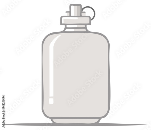 Simple Outline Illustration of a White Water Canteen with Cap and Handle