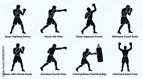 Boxing Vector Silhouettes for Sports Training and Design