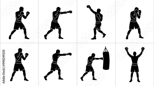 Boxing Vector Silhouettes for Sports Training and Design