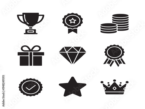 Luxurious and Creative Reward System Incentive Icon Set