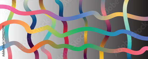 Vibrant multicolored wavy lines abstract art