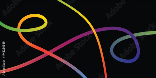 Vibrant multicolored swirling lines on a black background