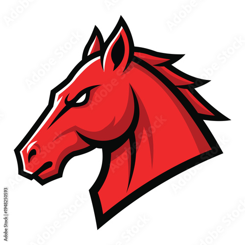 Illustration of a horse head in a stylized, bold design.