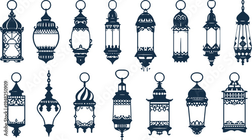 ramadan lantern collection, islamic lantern silhouette, arabic hanging lantern, traditional ramadan lamp, muslim festival lantern,  lantern,  decorative lantern, middle eastern lantern,  