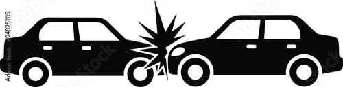 Car collision silhouette accident crash between two vehicles road traffic accident concept insurance damage emergency transportation incident isolated vector illustration