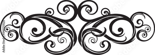 Black swirly ornamental vector border design element