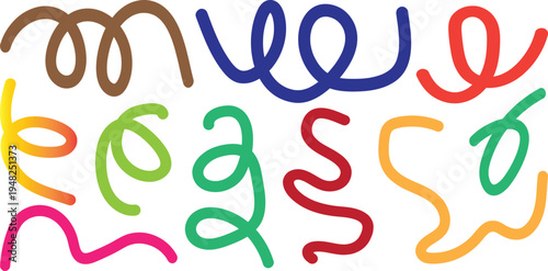 Multicolored squiggly lines forming a playful pattern