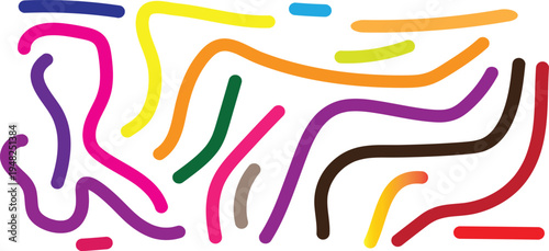 Multicolored abstract art with wavy lines on a white background