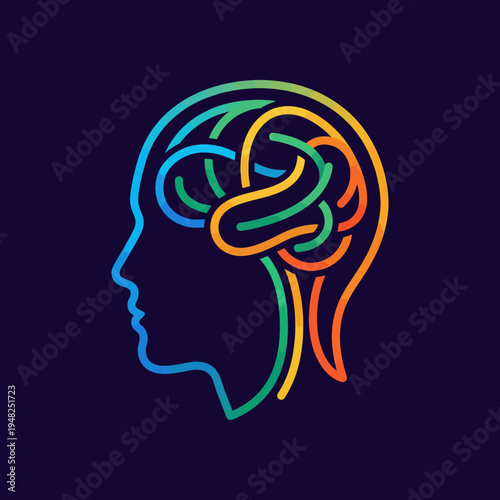 An abstract representation of a colorful brain design, symbolizing mental health awareness, creativity, and the complexity of human thoughts and emotions.