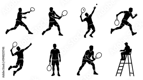 Tennis Vector Silhouettes for Sports Training and Design