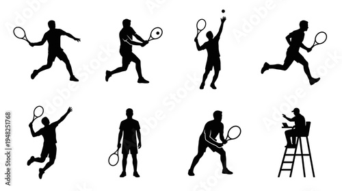 Tennis Vector Silhouettes for Sports Training and Design